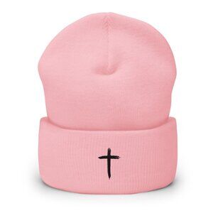 Cross Design Cuffed Beanie (Many Colors Available)